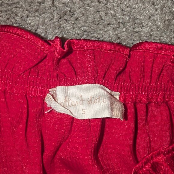 Altar’d State Red Hammered Satin Ruched Crop Top Smocked Women's Size Small - Picture 3 of 4